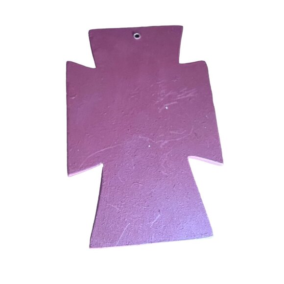 Mexican Folk Art Hand Painted Cross Dove, Abigain Artist Signed 3" X 4 7/8" - Picture 2 of 3